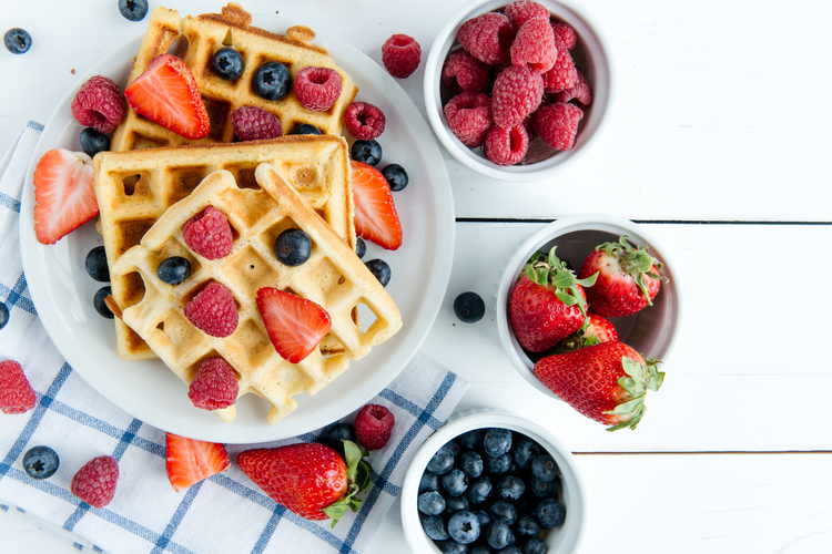 waffles and fruit